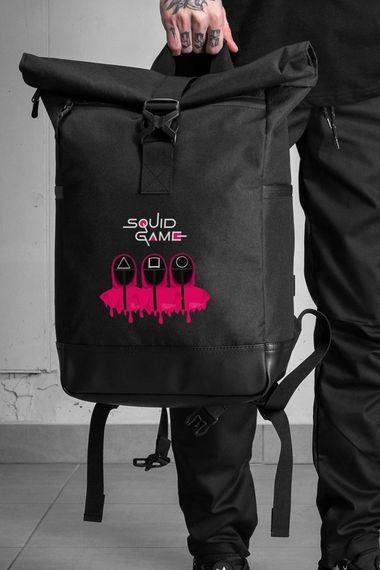 Повсякденний рюкзак роллтоп шкільний для хлопчика/дівчинки Without з принтом Squid Game Black