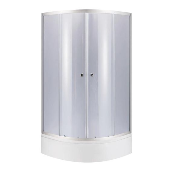 Lidz Latwa SC90x90.SAT.MID.GR Душова кабіна напівкругла, скло тон. 4 мм + Lidz Душовий піддон KAPIELKA ST90x90x26, з панеллю