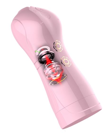 Мастурбатор с вибростимуляцией FOXSHOW Vibrating and Flashing Masturbation Cup Pink USB 7+7 Function, sexstyle | Зображення 3