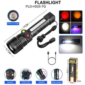 Фонарь ручной PLD-H005-3PM10-TG +14SMD, белый, желтый, красный YK-46