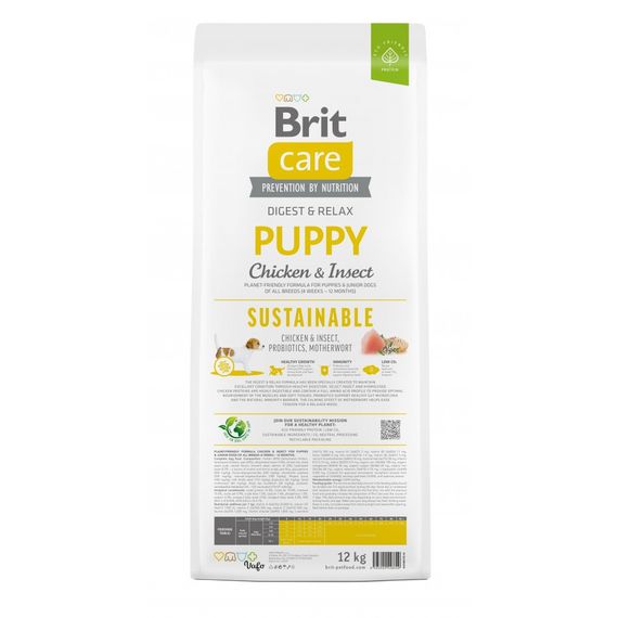 Корм сухий Brit Care Dog Sustainable Puppy для цуценят з куркою та комахами 12 кг | Зображення 3