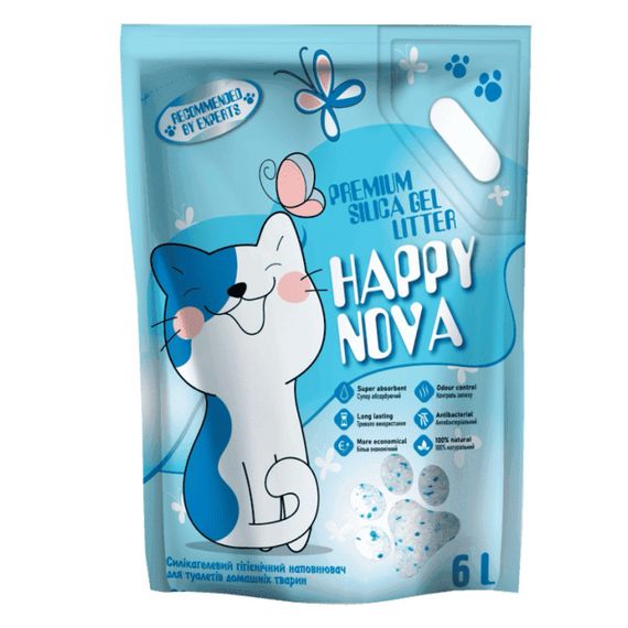 Силікагелевий наповнювач для котячого туалету Happy Nova, 6 л