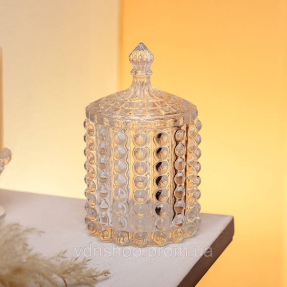Цукерниця стеклянная з кришкою Ø7.5 см ваза цукорниця кругла HP-4-105 | Зображення 3