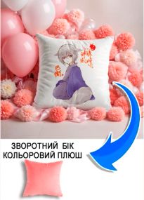 Подушка плюшева Мерч Крафт Дизайн з принтом аніме томое рожевий плюш квадратна 33х33 см