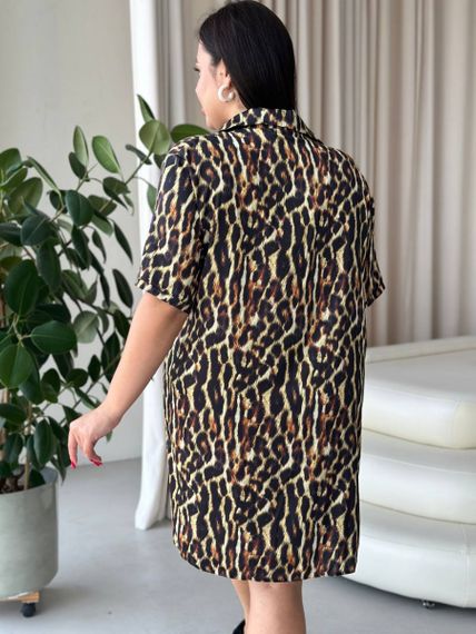 Шовкова леопардова сорочка на ґудзиках для дому PLUS SIZE | Зображення 7
