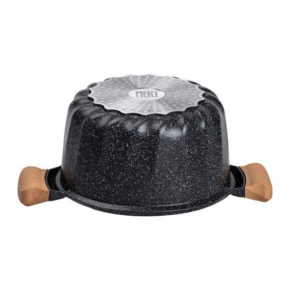 Алюмінієва каструля об'ємом 5 літрів з кришкою Ø 24 см з мармуровим антипригарним покриттям MGC чорна HP-4-433B | Зображення 1