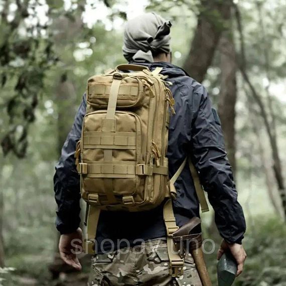 Тактичний військовий рюкзак Cordura, 30–35 л, койот, система MOLLE, туристичний, чоловічий | Зображення 4