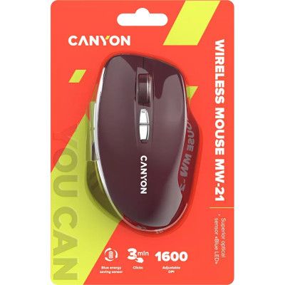 Мышка Canyon MW-21 Wireless Blue LED Burgundy (CNS-CMSW21BR) | Зображення 5