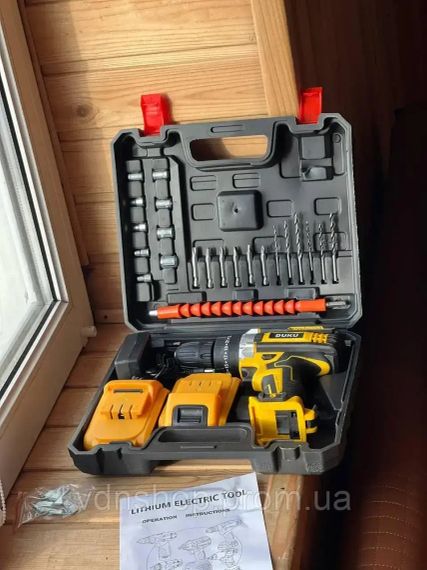 Акумуляторний дриль шуруповерт 24v 5ah з набором біт свердл та насадками в кейсі з 2-ма акб.