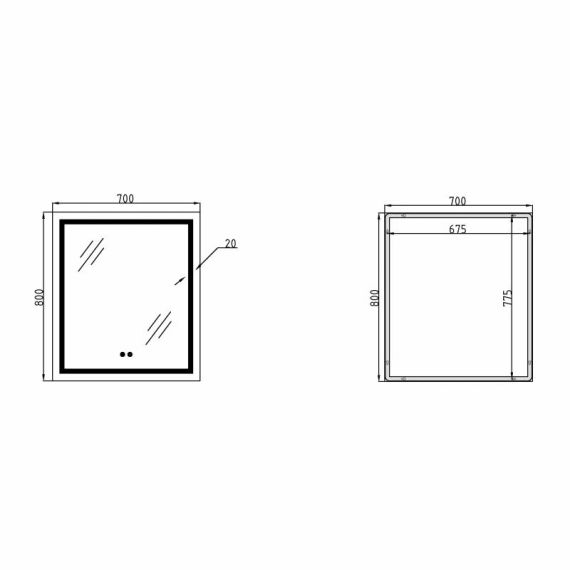 Дзеркало Qtap Mideya (MI1) 700х800 з LED-підсвічуванням Touch, з антизапотіванням, димером QT2078DCF7080W | Зображення 1