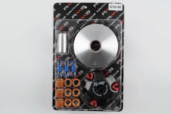 Вариатор передний (тюнинг)   4T GY6 50   (ролики латунь 9шт, палец, пруж. сцепления)   RMS