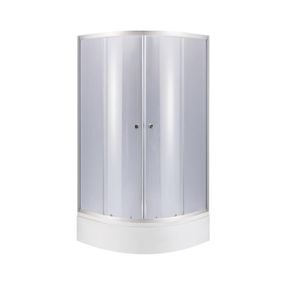 Lidz Latwa SC80x80.SAT.MID.GR Душова кабіна напівкругла, скло тон. 4 мм + Lidz Душовий піддон KAPIELKA ST80x80x26, з панеллю
