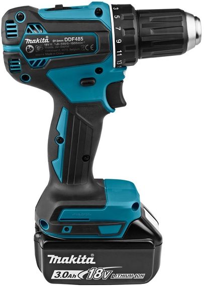 Шуруповерт-дриль Makita, 18В LXT, 3 АЧ*2шт, DC18RC, кейс Makpac, 50/27Нм, 1.4-1.7 кг (DDF485RFJ) | Зображення 2