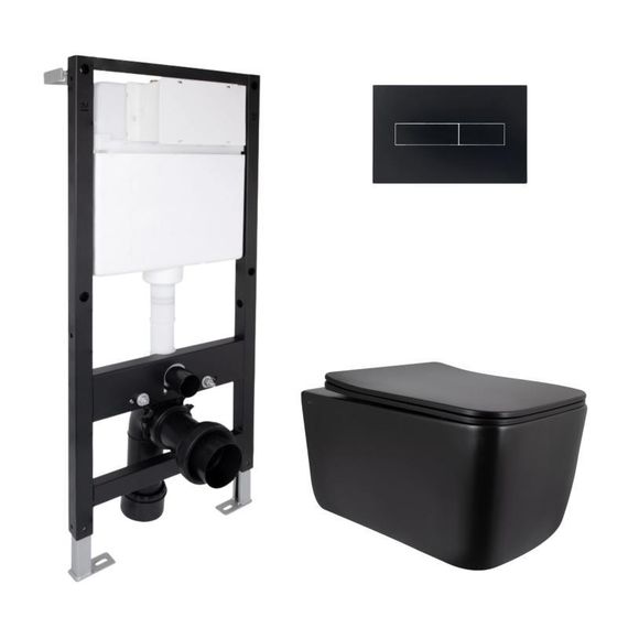 Готовое решение Qtap для ванной комнаты: подвесной унитаз Gemini Ultra Quiet 520x360x350 + комплект инсталляции Standard (линейная
