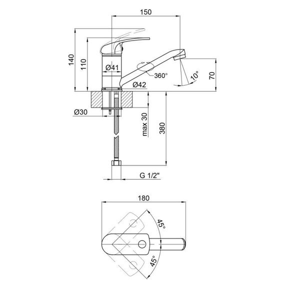 Смеситель для кухни Lidz Mars 002M (k40) LDMAR002MCRM34847 Chrome | Зображення 1