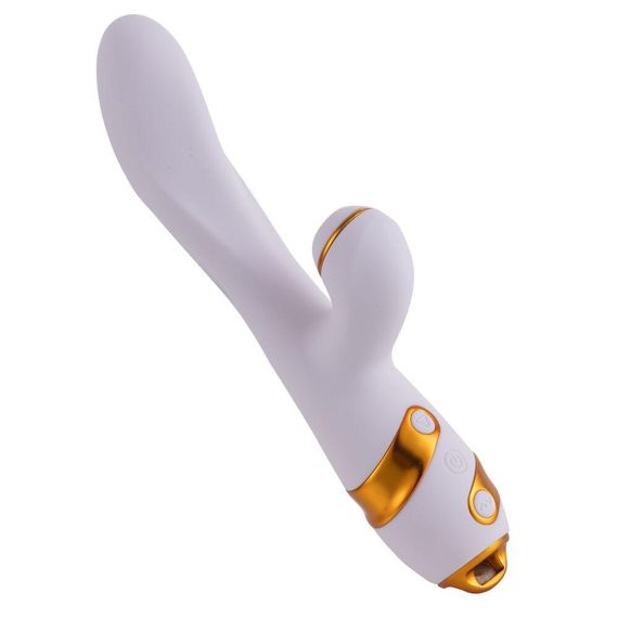Вібратор-кролик з пульсацією та флогером LOCKINK SEVANDA Whip Vibrating Massage Wand, біло-золотий Sex Aura | Зображення 1