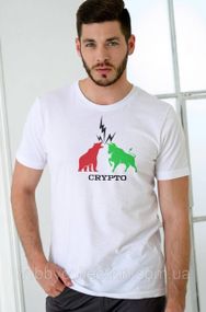 Футболка чоловіча із принтом "CRYPTO" біла