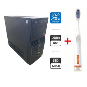 Комп'ютер Fujitsu Esprimo P556 E85 Tower / Intel Core i5-6400 (4 ядра по 2.7 - 3.3 GHz) / 8 GB DDR4 / 128 GB SSD / Intel HD Graphics 530 / DVD-ROM б/в + Подарунок Розумна інтерактивна зубна щітка Colgate Connect M1 / Bluetooth