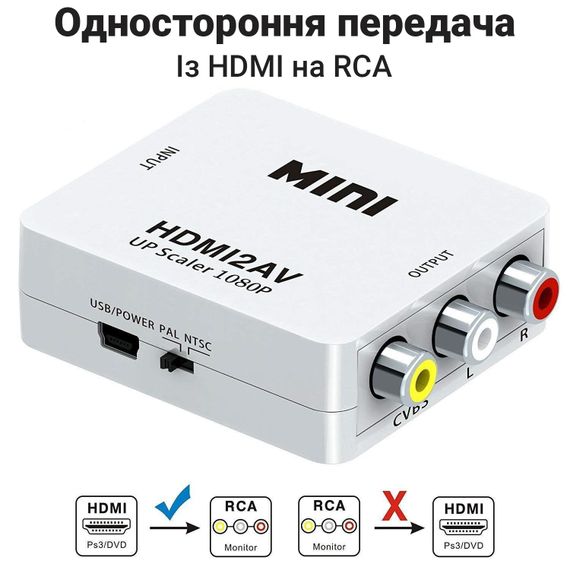 Конвертер видео с цифрового HDMI в аналоговый AV сигнал с поддержкой 1080P разрешения Addap HDMI2AV-01 | Зображення 6