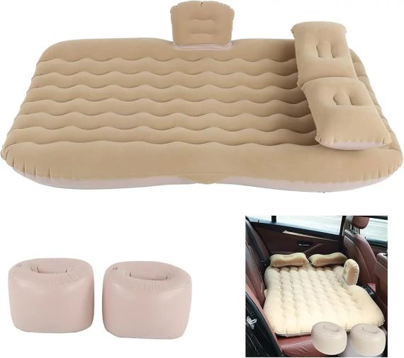 Автомобільний надувний матрац 132x80x15 см Car Travel Bed бежевого кольору для заднього сидіння | Зображення 5