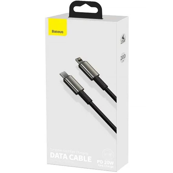 Дата кабель Baseus Tungsten Gold Type-C to Lightning PD 20W (2m) (CATLWJ) Чорний | Зображення 4