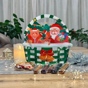 Подарунковий кошик пастили Святкова Казка 20 смаків + йогуртова пастила, 400 г ( зелена корзинка)