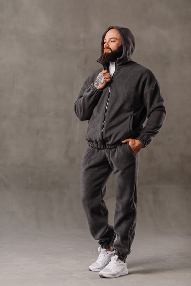 Костюм полар фліс змійка з капюшоном графит S XL | Зображення 3