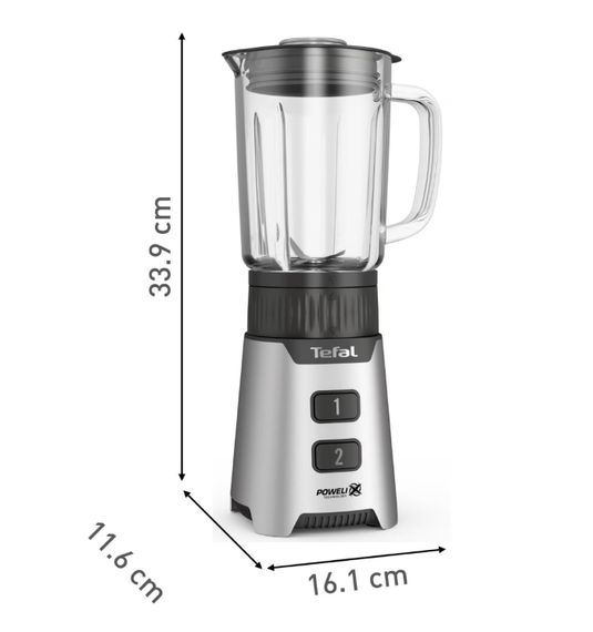Блендер Tefal  стаціонарний Minimix Glass 400Вт, чаша-700мл, ємність для смузі to go, скло, сірий (BL16GE30) | Зображення 3