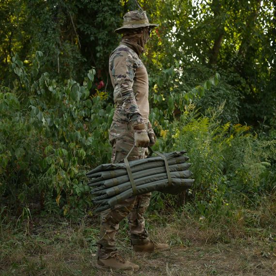 Тактичний розкладний каремат посилений (20мм+стропа) Kiborg К-2 Хакі | Зображення 6