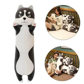 М'яка плюшева іграшка обійми Хаскі темно-сірий 131 см, затишна та комфортна іграшка