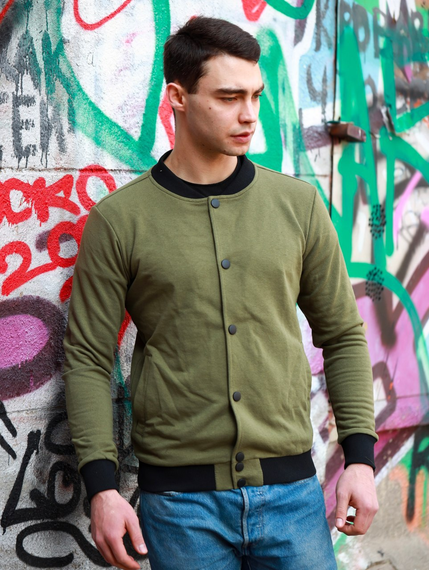 Бомбер пуговица хаки S | Зображення 1