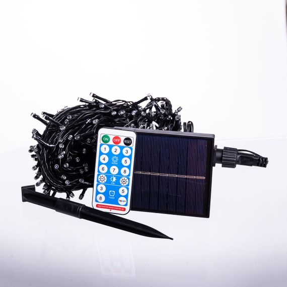 Новорічна гірлянда вулична 30 м 300 LED з сонячною батареєю чорний провід Мультиколір SB300L30MBML | Зображення 2