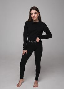 Термобілизна жіноча ластік на флісі чорне