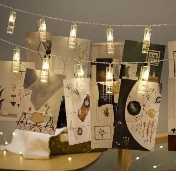 Гирлянда светодиодная с прищепками для фото 4,5м 20 Led от батареек | Зображення 2