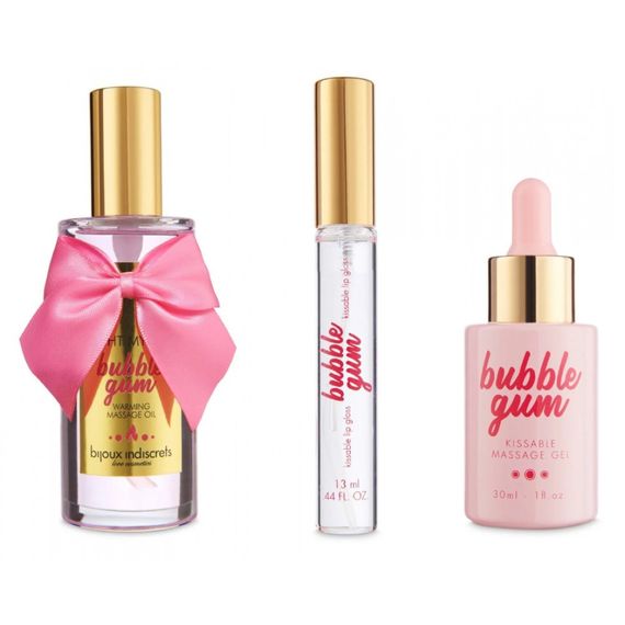 Набір Bijoux Bubblegum (масажна олія, масажний гель, блиск на губ) з ароматом жувальної гумки sexstyle | Зображення 1