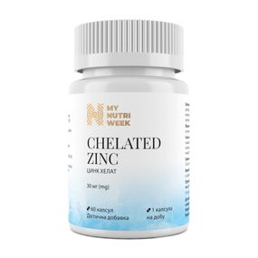 Цинк хелат, Chelated Zinc, My Nutrі Week, 30 мг, 60 капсул