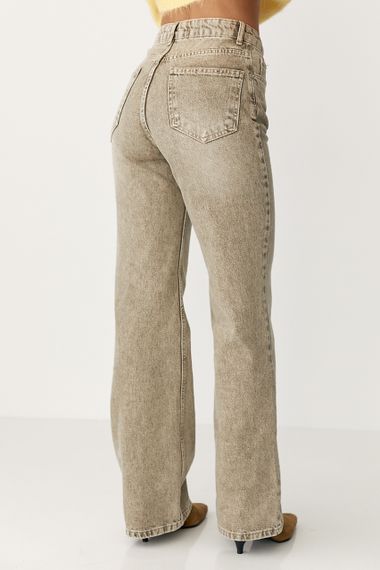 Широкі прямі джинси з високою посадкою - хакі цвет, 38р (є розміри) | Зображення 1