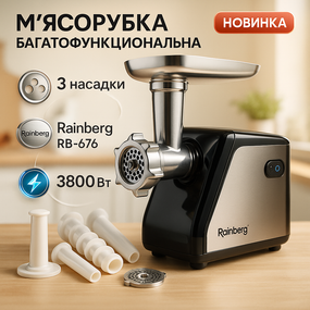 Мясорубка для домашней колбасы Rainberg, Электрическая мясорубка с колбасной насадкой AY-50