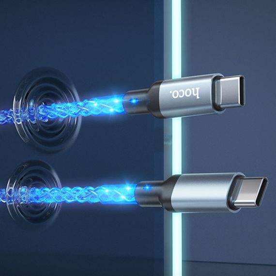 Дата кабель Hoco U112 Shine Type-C to Type-C 60W (1m) Gray | Зображення 6