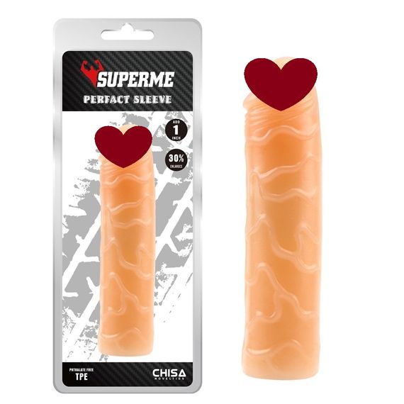 Насадка подовжуюча Chisa Superme Perfact Sleeve реалістична, бежева sexstyle
