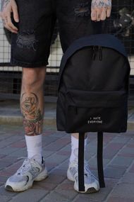 Повсякденний рюкзак шкільний Without Compact з принтом Hate Black