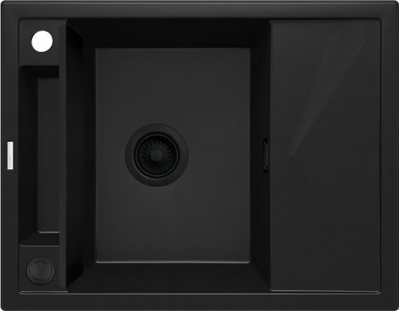 Мийка кухонна Deante Magnetic, граніт, прямокут., з крилом, 640х500х219мм, чаша - 1, врізна, чорний матовий (ZRM_N11A)