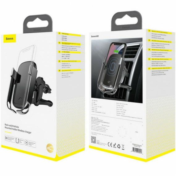 Тримач для мобiльного з БЗП Baseus Rock-solid Electric Holder Wireless Black | Зображення 3