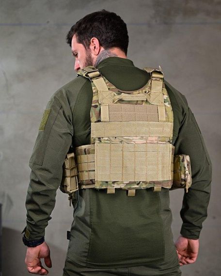 Качественная плитоноска 4 сброса с напашником Attack мультикам  ПП7563 | Зображення 2