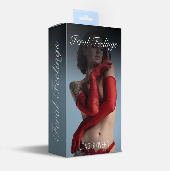 Перчатки длинные сетка Feral Feelings - Long Glovers L, красные sexstyle | Зображення 1