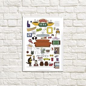 Постер в рамці Central perk Friends 15x21 см, A5 (WMT5_22L008_WH)