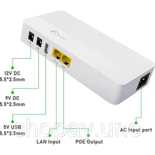 Бесперебойник (UPS) для WI-Fi роутера WGP POE04 8800mAh (32.56WH) 18W поддерживает 9/12V до 10 часов автономной работы XK-92 | Зображення 2