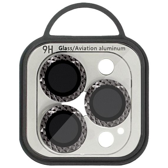 Захисне скло Metal Shine на камеру (в упак.) для Apple iPhone 14 Pro (6.1") / 14 Pro Max (6.7") Темно-сірий/Space Black | Зображення 1