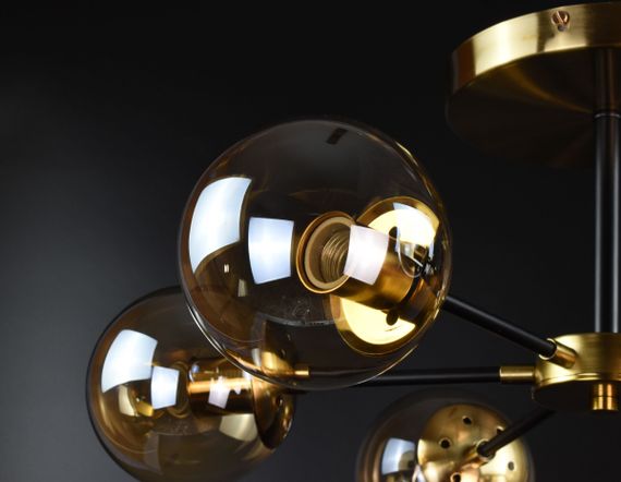 Люстра стельова на 6 лампочок 26486 Латунь 26х65х65 см. | Зображення 2