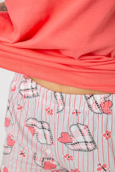 Пижама женская с принтом  -уценка, цвет коралловый, 243R0004-P8-U-3 | Зображення 5